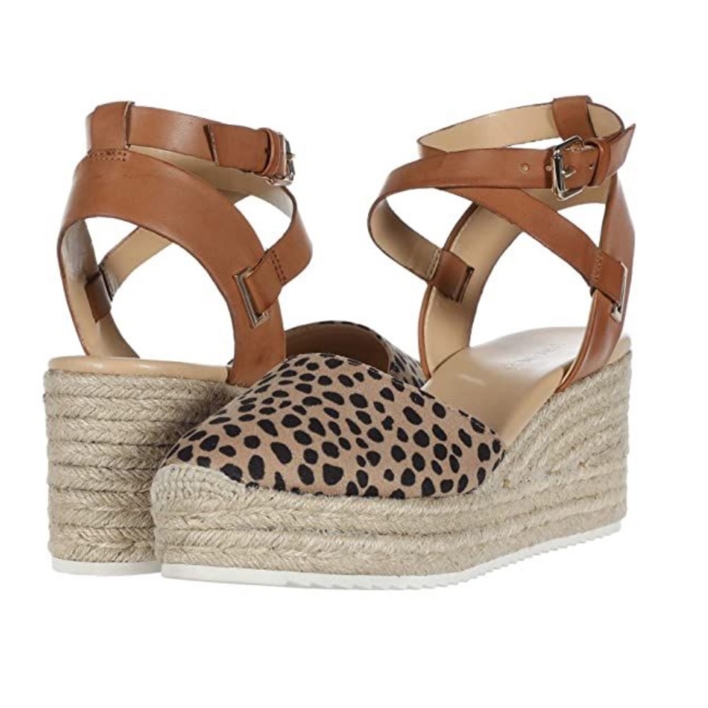 Nine West Tan and Brown Wedge Espadrilles